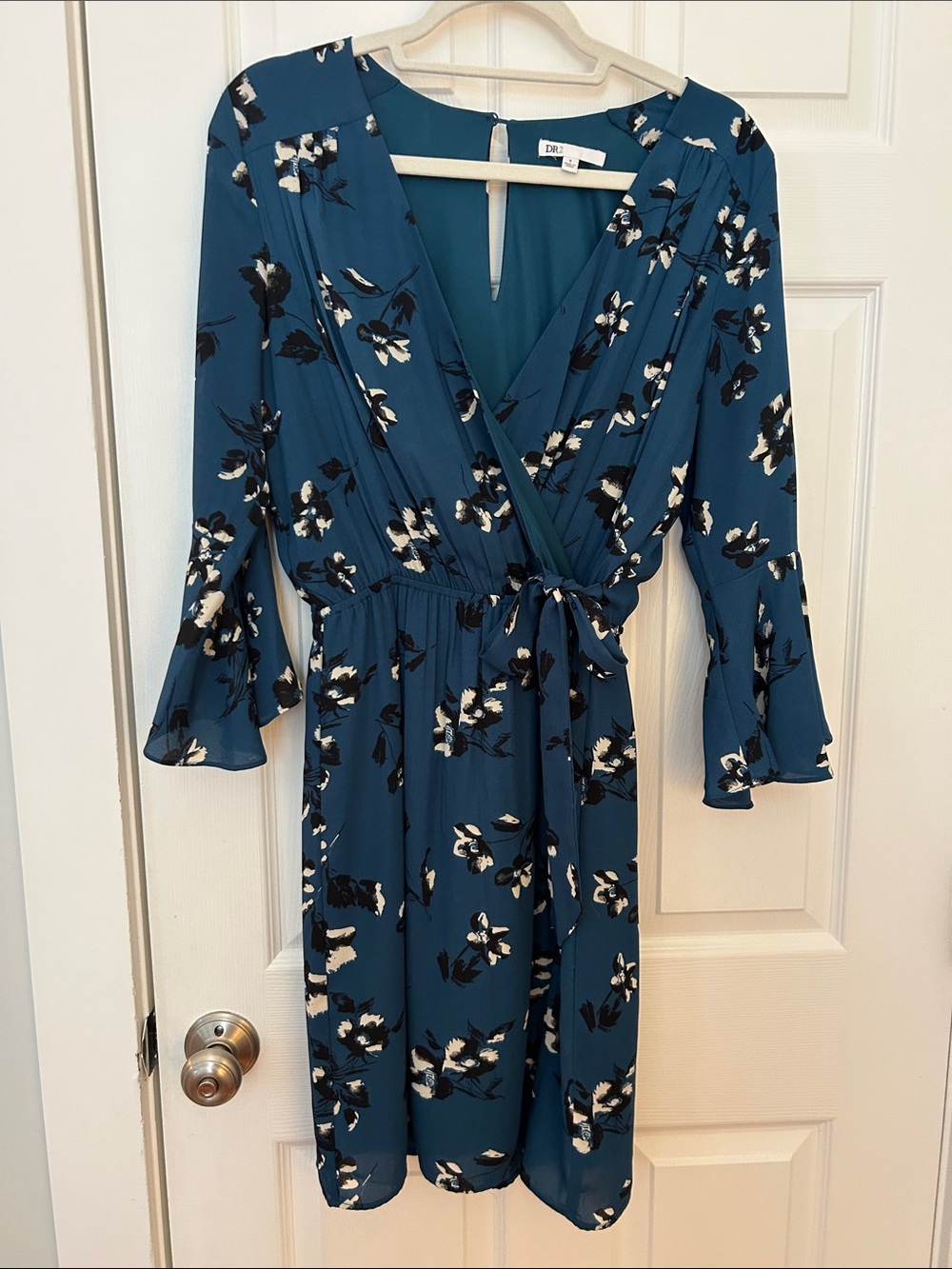 DR2 Teal Floral Midi Wrap Dress